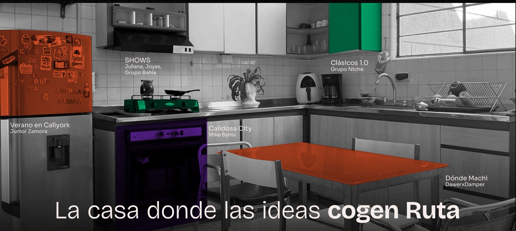 La cocina de LaRuta, con cada electrodoméstico marcando un proyecto